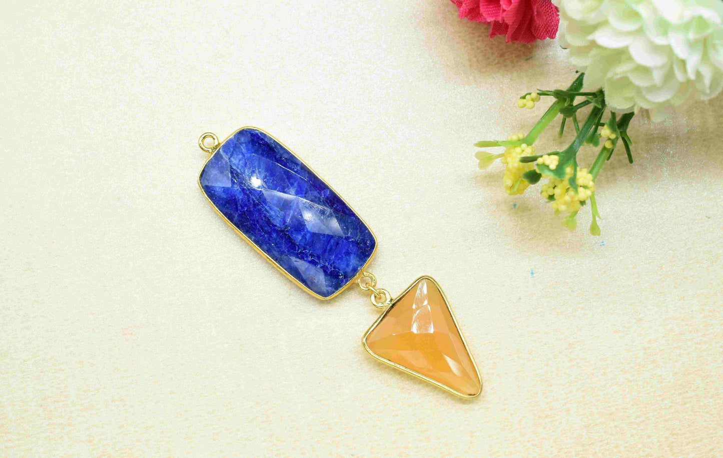 Sapphire Pendant Charms , Citrine Dangle Earring Component , Multi Gemstone Dangle Earring , Component Jewelry , B'day Gift