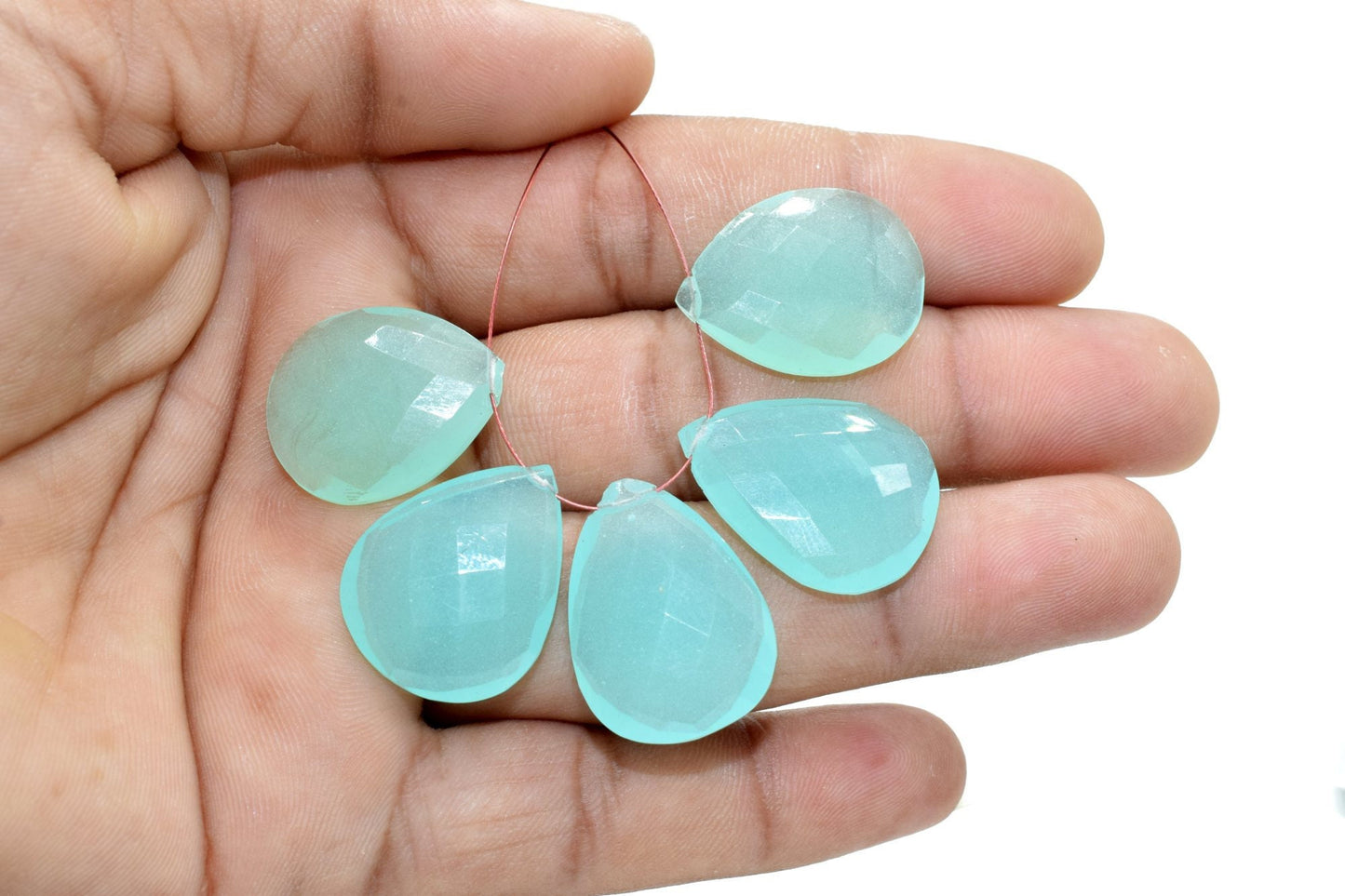 Aqua Chalcedony Drop briolettes,Side drilled Briolette,Chalcedony Pear Shaped Faceted Briolettes,Aqua Chalcedony fancy briolettes,jewelry