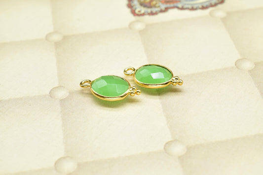 Chrysoprase Quartz Gemsotne 8x10mm Oval Shape bezel,Chrysoprase Jewelry Making,Chrysoprase gold Plating connectors,gemstone Charms jewelry