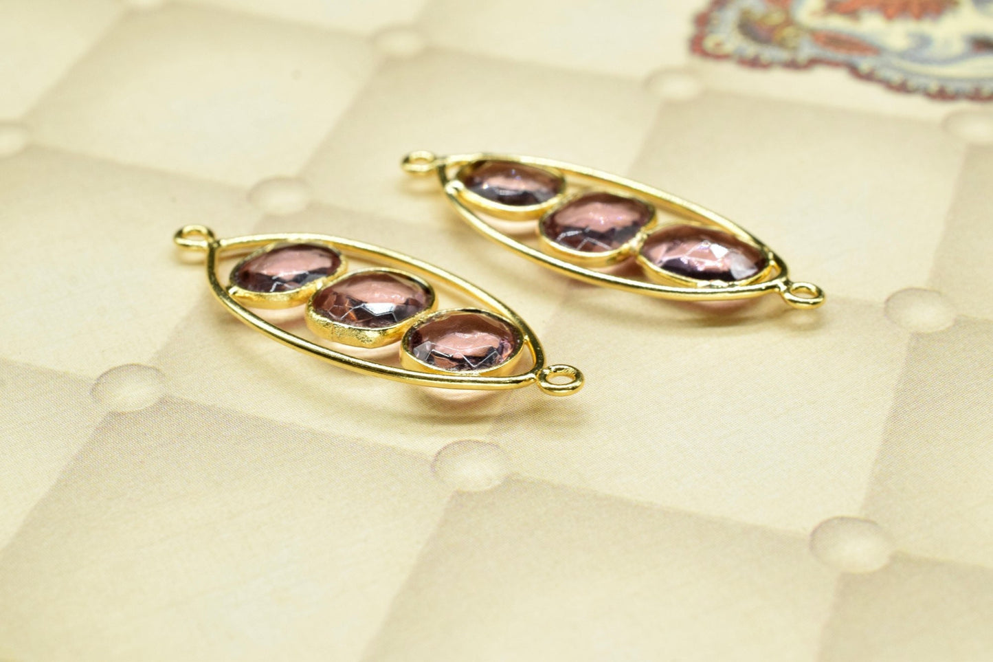 Pink Amethyst Finding Necklace Connector,Amethyst Quartz Component Jewelry,Amethyst Quartz DangleEarring,Pink Amethyst Double bail Connector