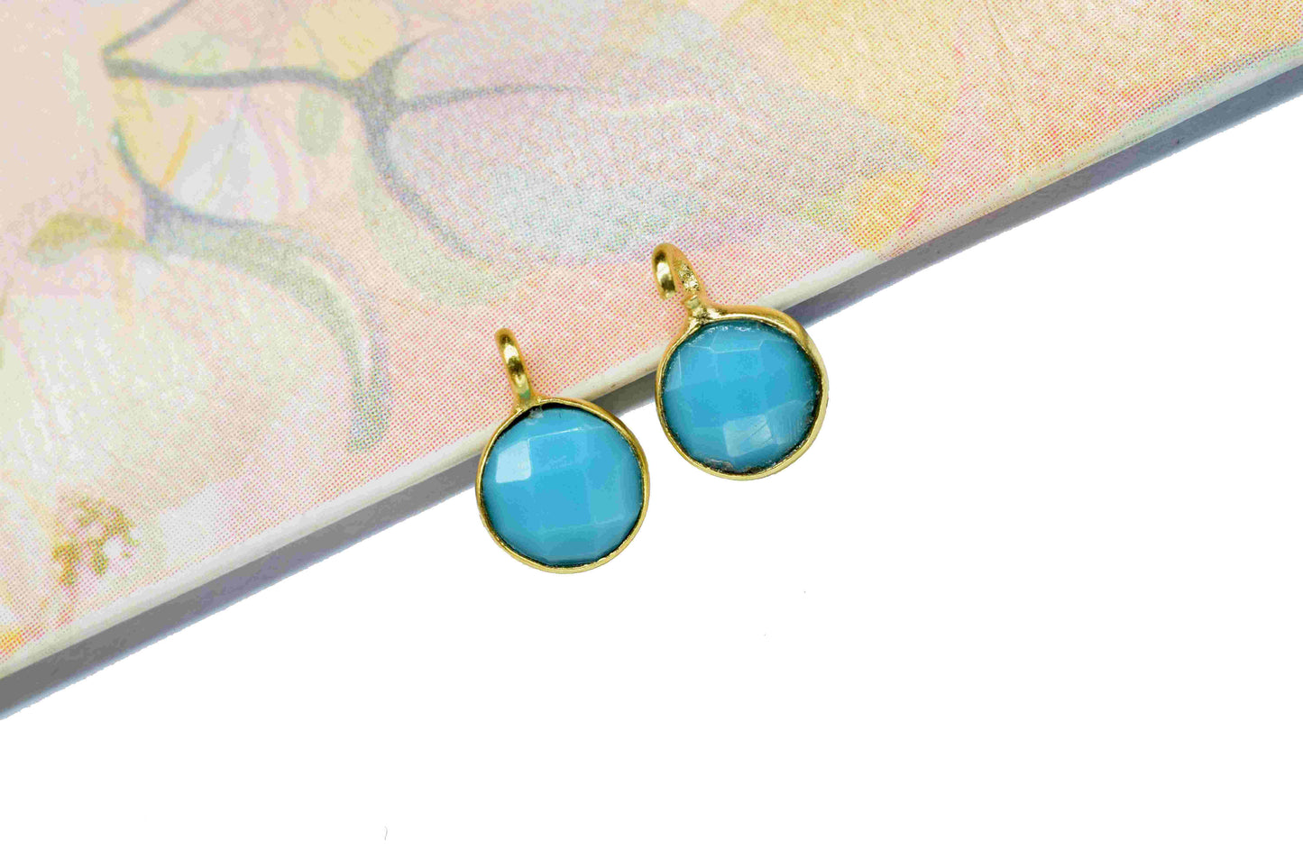 Turquoise 6mm Round Earring Connector,Gemstone Connector Stud,Craft Supplies,Jewelry Finding,Jewelry Making Connector,Turquoise Stud Earring