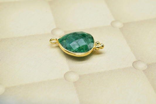 Emerald Single Bail Handmade Connector,Emerald Gemstone Bezel Pendant Jewelry,Emerald Gemstone 14mm Heart Shape Bezels Charms Jewelry,Gift