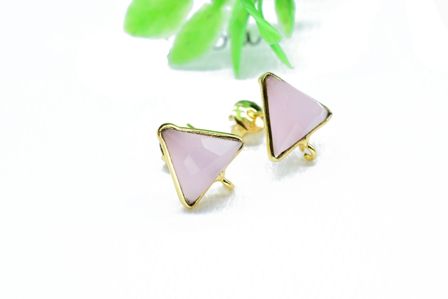 Pink Chalcedony Earring Connector,Jewelry Craft Supplie,Earring connectors post stud,Jewelry Supplies,Earring Making Connector,Connector