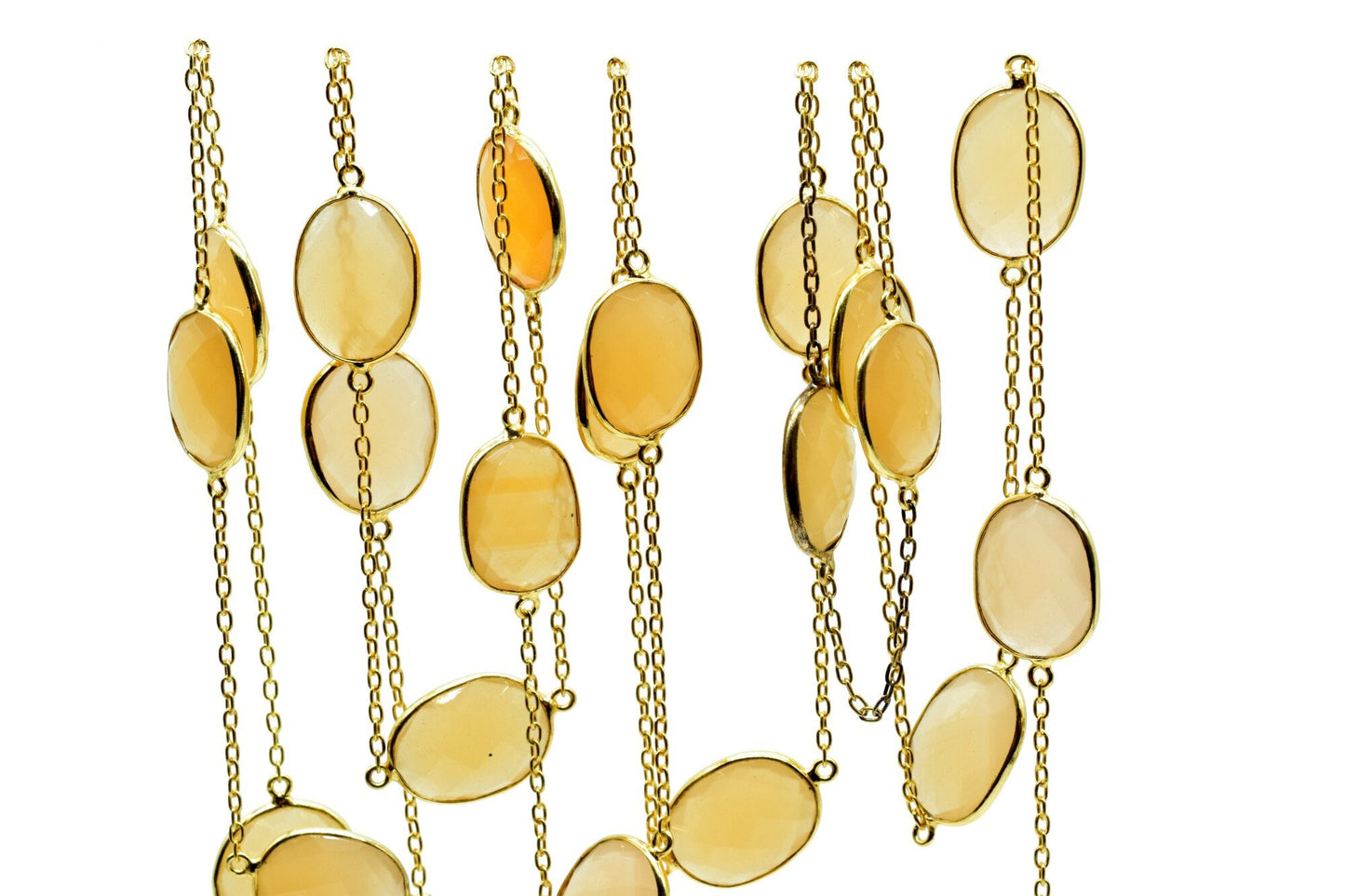 Yellow Sapphire Bezel Connector Chain,Free form Size Faceted Gemstone Connector Chain,Handmade Bezel Link Chain,Gold Plated Bezel Link Chain