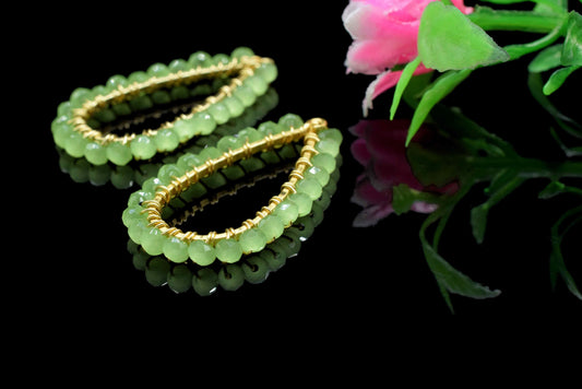 Prehnite Wire Wrapped Earring,Gemstone Component,Handmade Connector,Dangle Earring Component,Findings Earring Component,Prehnite Jewelry