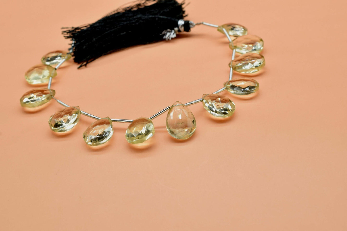 Green Amethyst Quartz Faceted Pear Shape Briolettes,10x14mm teardrop Briolettes,Faceted Briolette Line,Jewelry making pear,gemstone beads