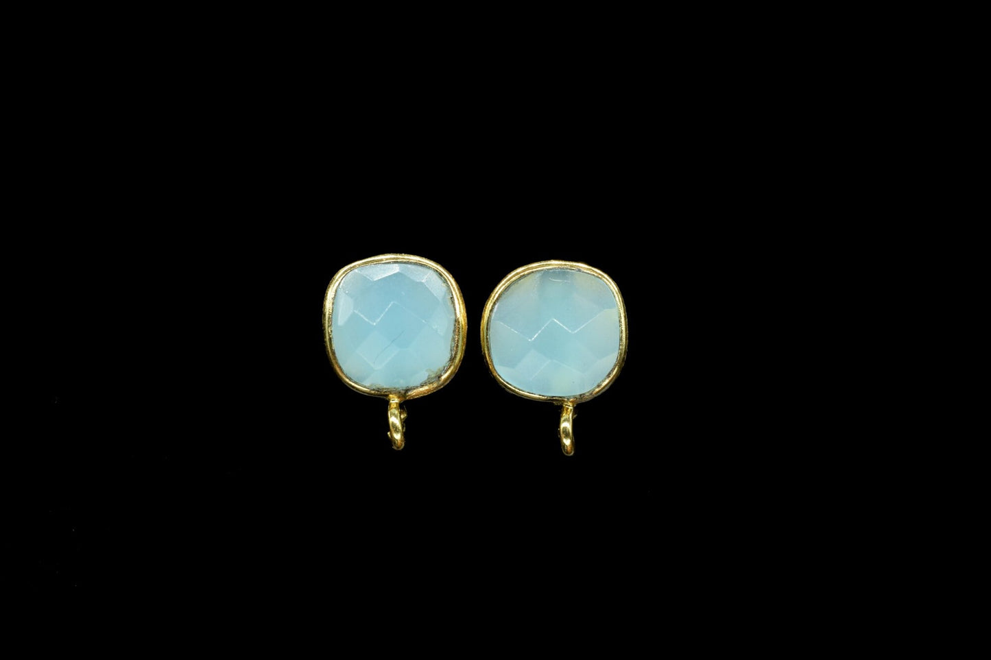 Aqua Chalcedony 8mm Earring Connector,Jewelry,Cushion Earring Connector,Jewelry Making Components,Chrysoprase Ear Stud,Jewelry Supplies,