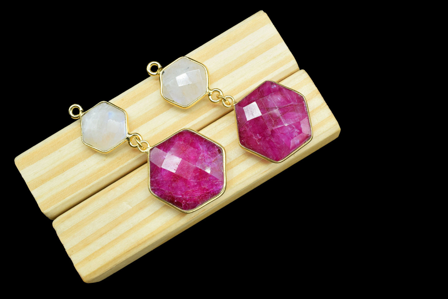 Natural Ruby Dangle Component Charms,Multi Stone Dangle Earring,Necklace Connector,Handmade jewelry,Rainbow pendant ,Gemstone Bezel pendant