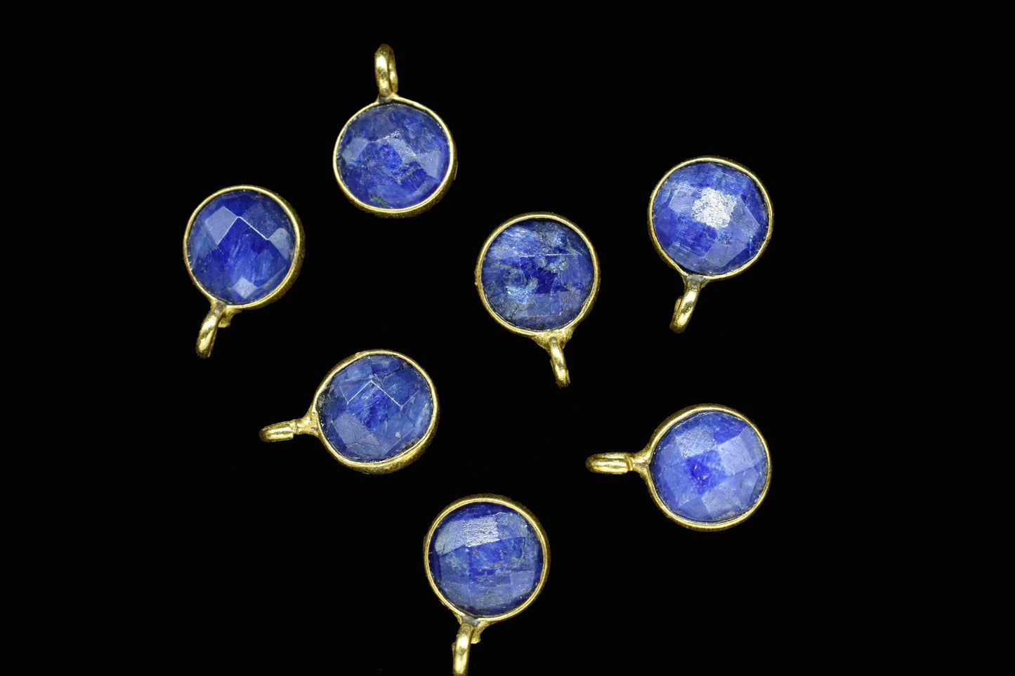 Blue sapphire 6mm Round Earring Connector,Gemstone Studs Connector,Craft Supplie,Jewelry Findings,Jewelry Making Connector,Sapphire Jewelry