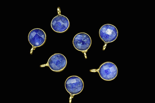 Blue sapphire 6mm Round Earring Connector,Gemstone Studs Connector,Craft Supplie,Jewelry Findings,Jewelry Making Connector,Sapphire Jewelry