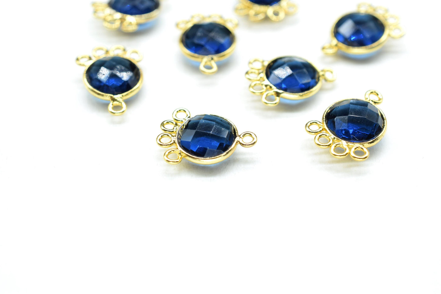 Blue Kyanite 10mm Round Bezel Charm/Gemstone Brass Component/Single Bail Pendant charms/Round Handmade Jewellery Connector/B'day Gift