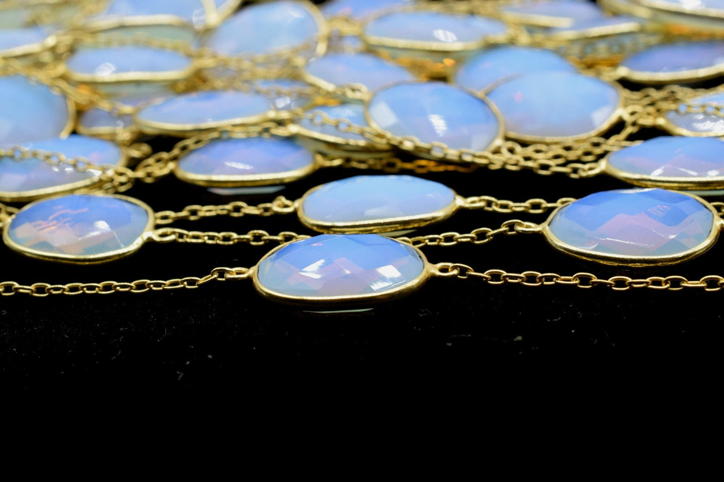 Opalite Faceted Bezel Connector Station Link Chain,Opalite Free form Size Connector Chain,Opalite Bezel Connector Chain,Bracelet Chains