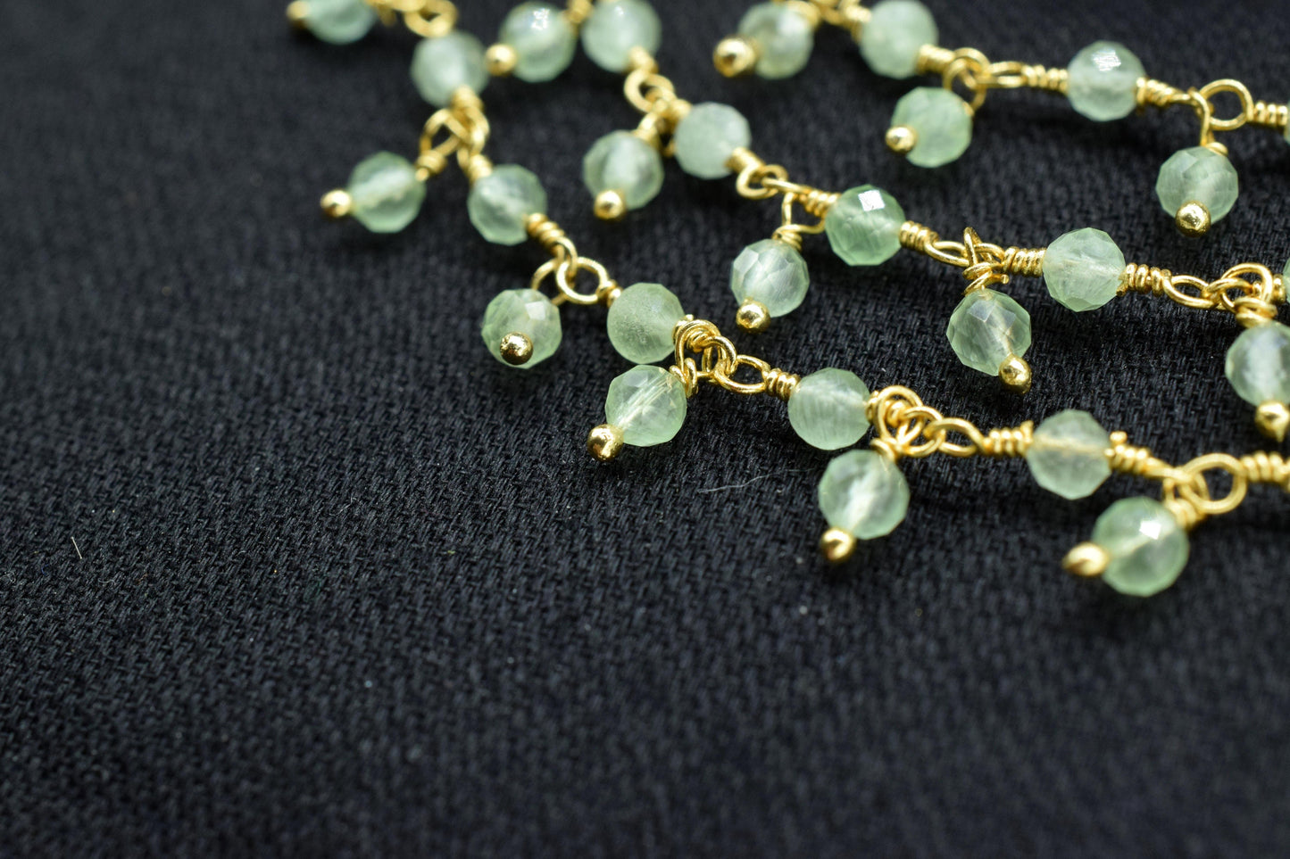 Natural Prehnite Dangling Bead Chain,Gemstone Rosary Chain,Wire Wrapped Necklace Chain,Prehnite Cluster Rosary Chain,Handmade beaded Jewelry