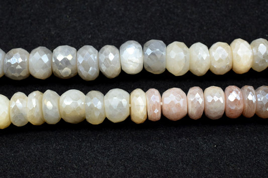 NATURAL Multi Moonstone Beads, Natural Gemstone beads, Faceted Rondelle beads,Faceted Rondelle Moonstone Beads,Moonstone Beads 16"  Strand