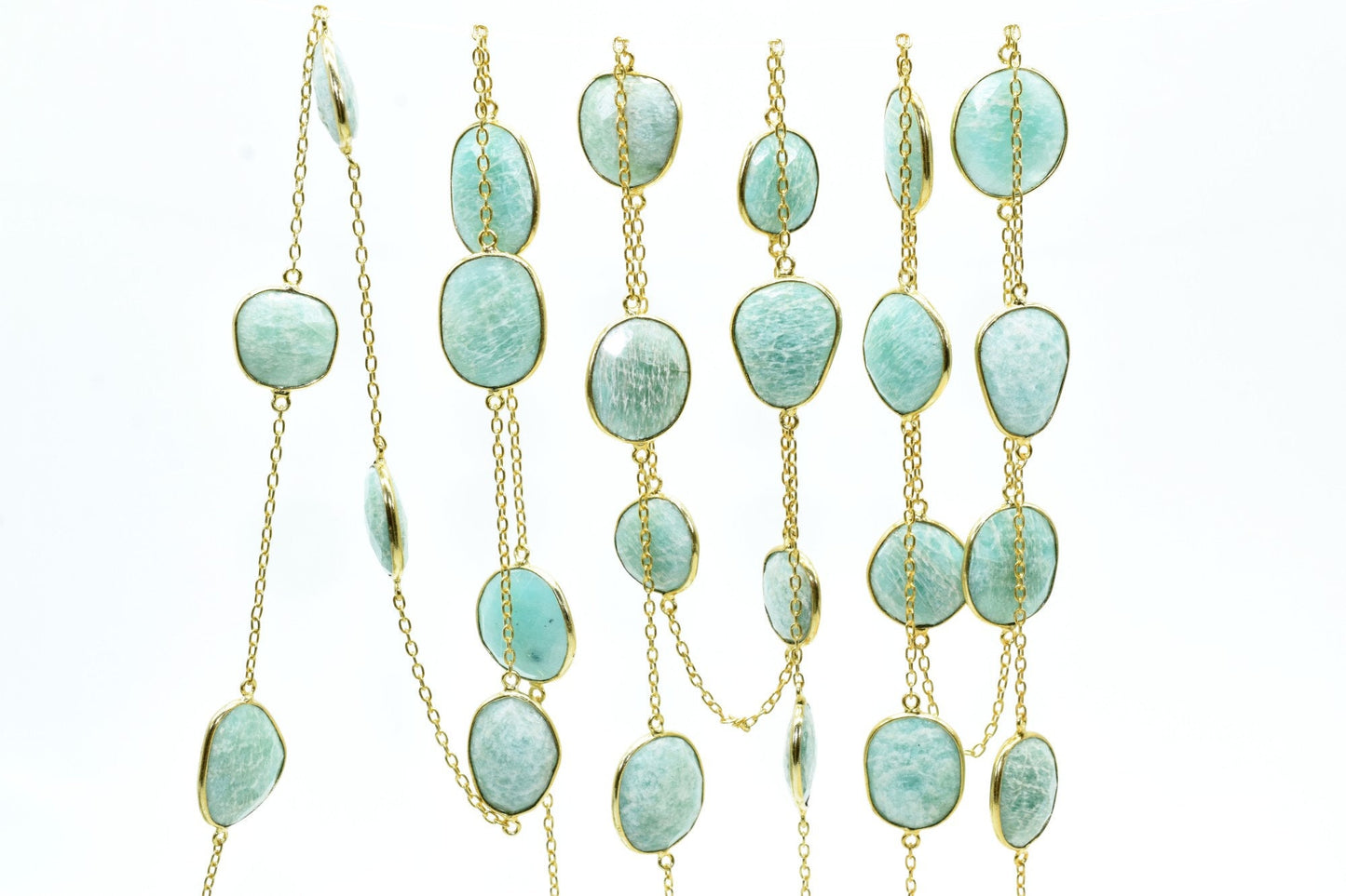 Amazonite connector link Chain-Natural Amazonite Bezel Chain,Amazonite Oval Shape Connector Chain,Amazonite bezeled chain,Amazonite jewelry
