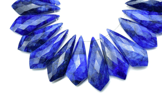 Blue Sapphire Faceted Long Pear Shape Briolette Beads,Sapphire 12x27mm Teardrop Briolettes,Sapphire Pear,Sapphire Briolettes,Craft Supplies