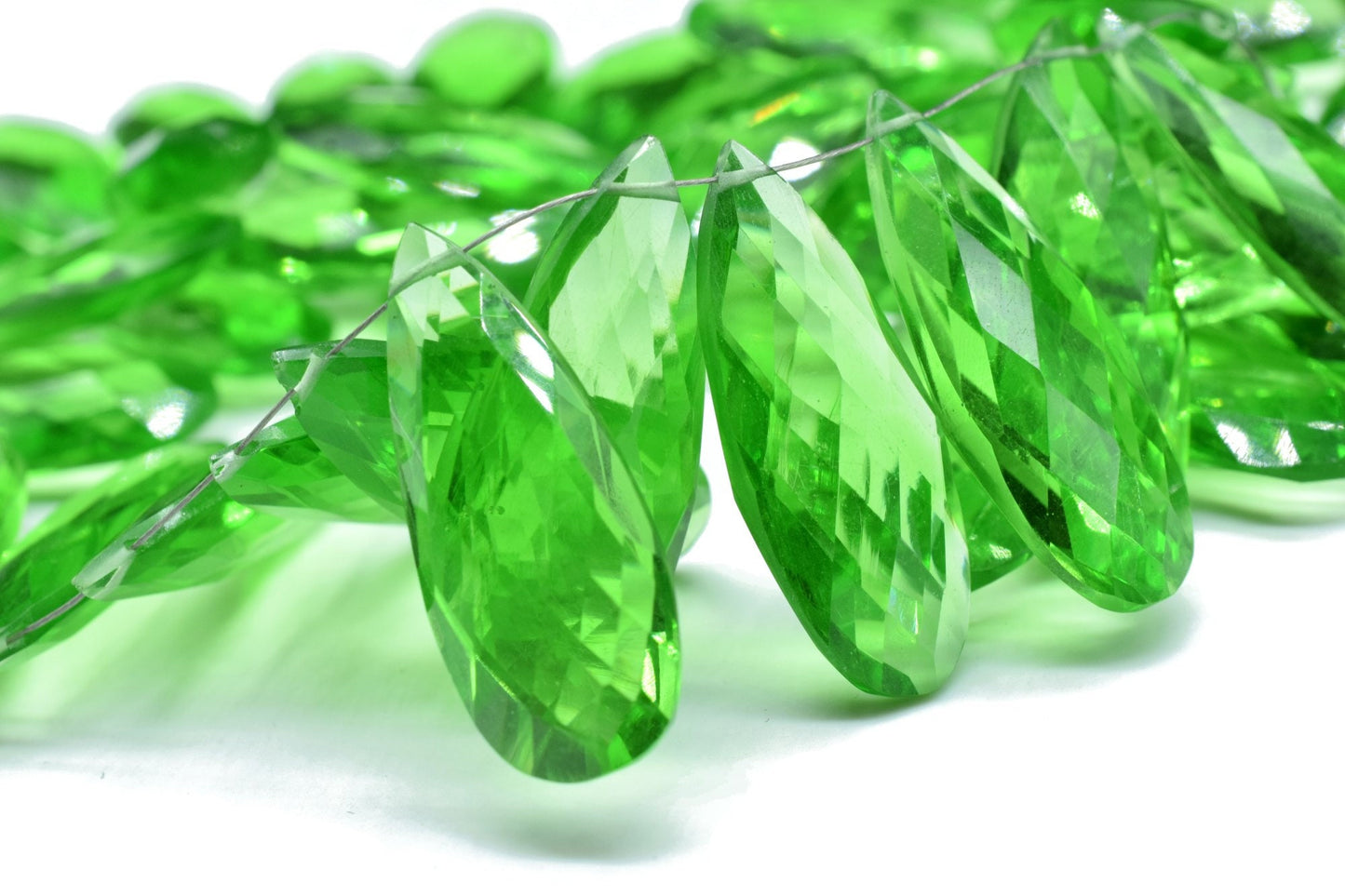 Green Amethyst Faceted 12x30mm Pear Shape Beads,Long Pear Shape Briolettes,Long Teardrop Beads,Gemstone for Jewellery,Green Amethyst Beads