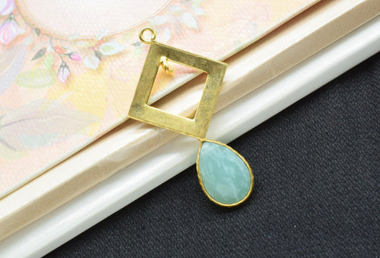 Amazonite Teardrop Pendant/Single Bail Charms/Amazonite Faceted Gemstone Pendant/Gemstone Component/Handmade Jewellery Making Items/Pendatif