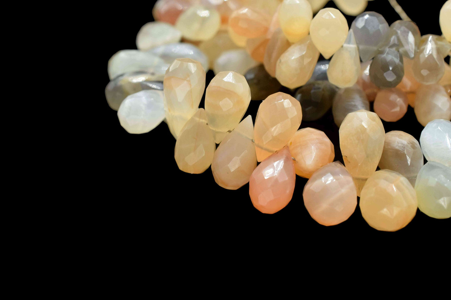Multi Moonstone Faceted 5x8mm To 6x10mm Teardrops,Moonstone Gemstone Beads, Jewelry Beads,Multi Color Moonstone Faceted Beads Strand,Jewelry