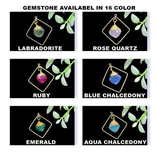 Gemstone Square Bezel Pendant Connectors,Beads Pendant Jewelry,Station Finding Link,Gemstone Craft Supply,Handmade Square Beads Jewelry,Gift