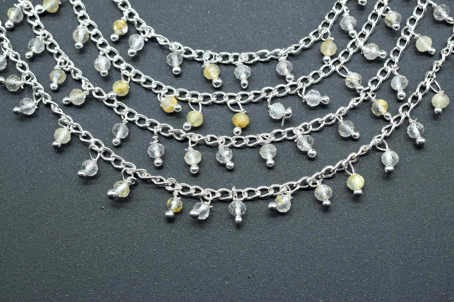 Golden Rutile Cluster Rosary,Bulk Rosary Roll,Wire Wrapped Beads Rosary,Dangling Rosary Chain,Jewelry Making Beaded Chain,Golden Rutile Bead