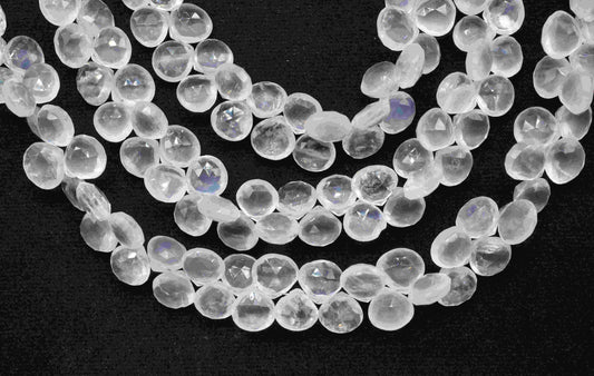 Natural Rose Quartz Heart Briolettes,Handmade Station Link,Strand Bead jewelry,Gemstone Heart Bead Necklace,Loose faceted Briolettes Jewelry