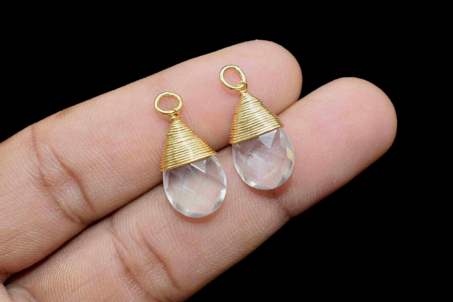 Crystal Quartz Teardrop Faceted Connector,Gemstone Wire Wrapped Pendant,10X18 Connector,Pendant Jewelry,Wire Wrapped Necklace,CrystalJewelry