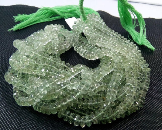Green Amethyst 8mm Rondelle beads,Natural Faceted Rondelle Green Amethyst Gemstone Beads,Natural Green Amethyst Beads 10 Inches Strands