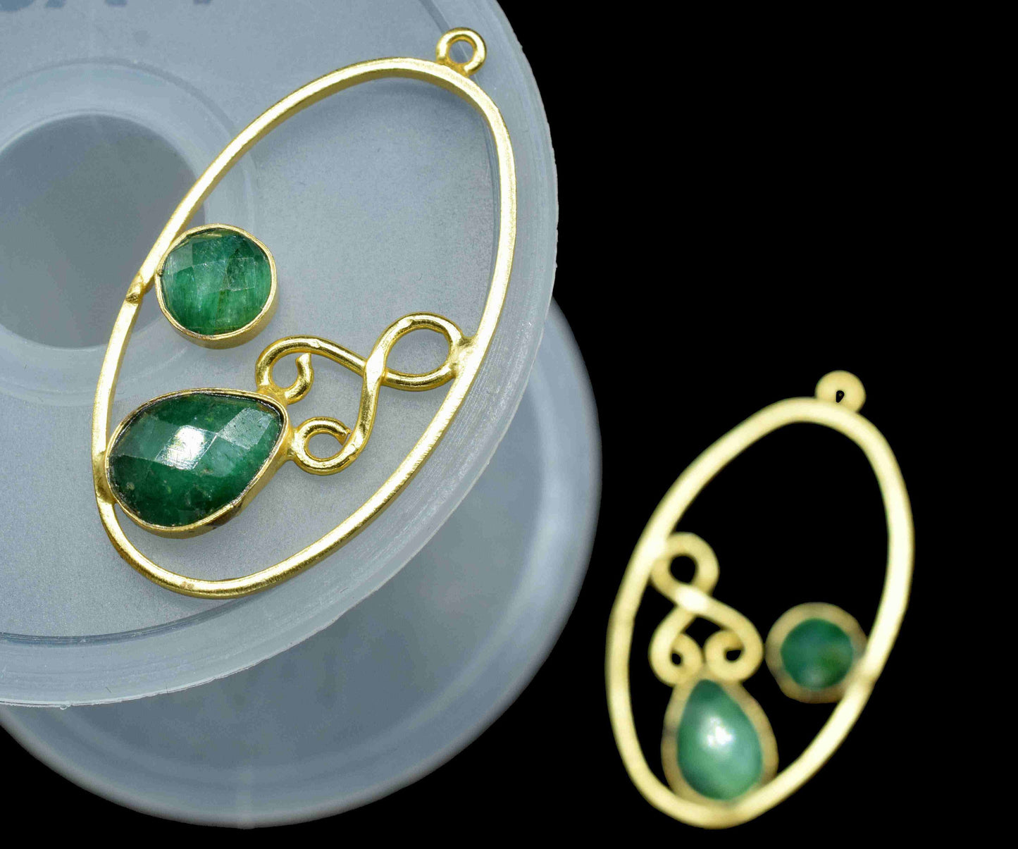 Emerald Gemstone Dangle Component,Emerald 7x10mm Teardrop Shape Component,Gemstone Earring,Finding Oval Necklace,Component Jewelry,Connector