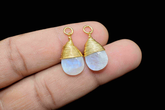 Rainbow Moonstone Faceted Connector,Gemstone Wire Wrapped Pendant,10x18mm Pendant Jewelry,Wire Wrapped Necklace,Moonstone Jewelry,Connector,