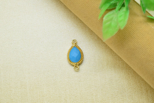 Blue Turquoise 10x14mm Teardrop Bezel charm,Turquoise Teardrop Jewelry,Gemstone Connector Pendant,Teardrop Pendant,Station Bezel Link Supply
