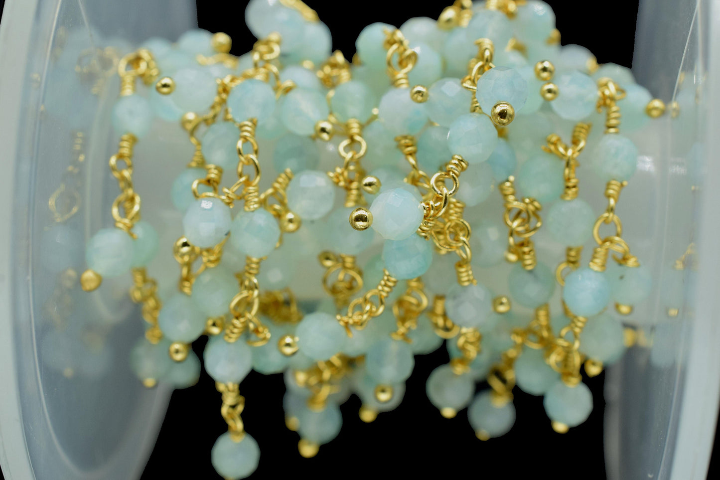 Amazonite 3mm Cluster Rosary Chain,Wire Wrapped Necklace Chain,Amazonite Beads Dangling Chain,Gemstone Rosary Chain,Handmade Jewelry Gift