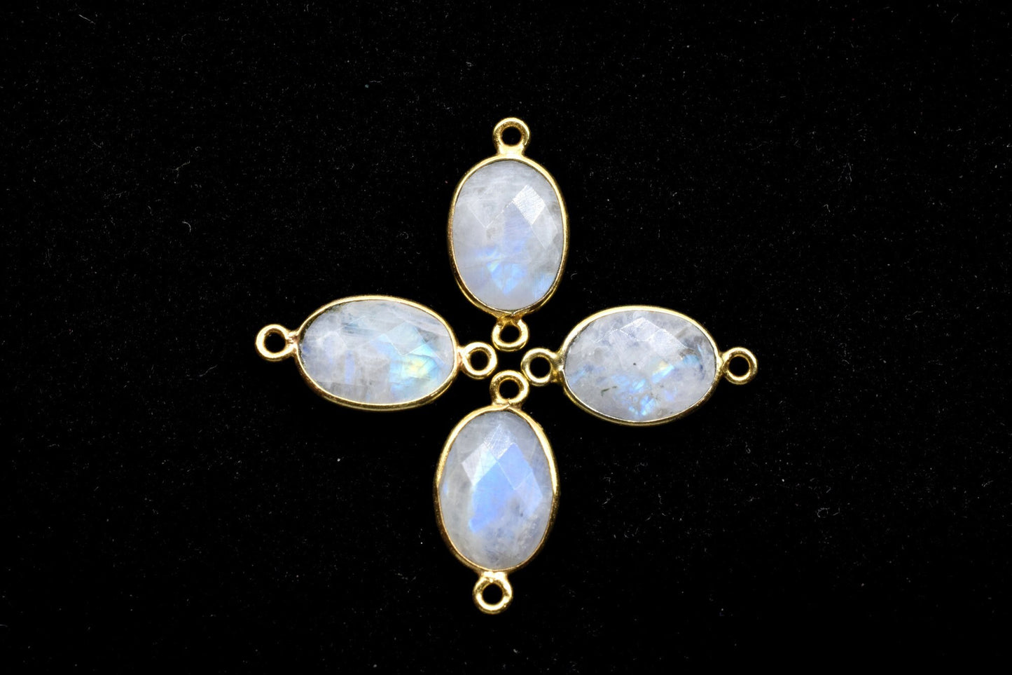 Moonstone 10x14mm oval Shape Double bail Connectors,Moonstone Teardrop pendant,Moonstone Gold Plated bezel,jewelry making charms crafts,