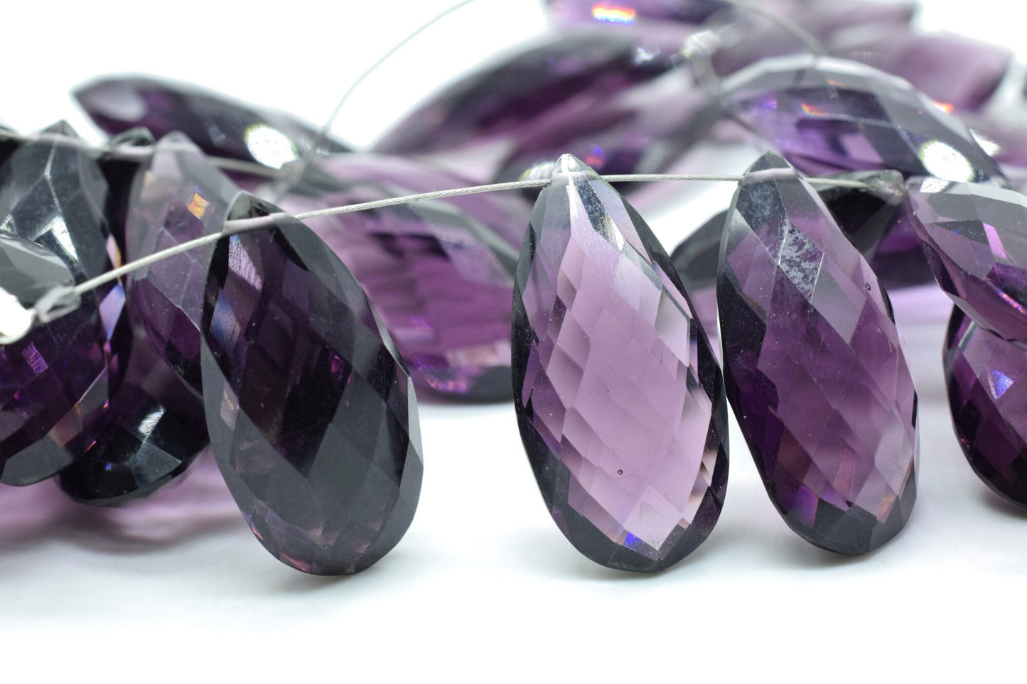 Amethyst Faceted 12x24mm Pear Shape Briolettes,Long Pear Shape Beads,Long Teardrop Briolettes,Gemstone for Jewellery,Purple Amethyst Beads