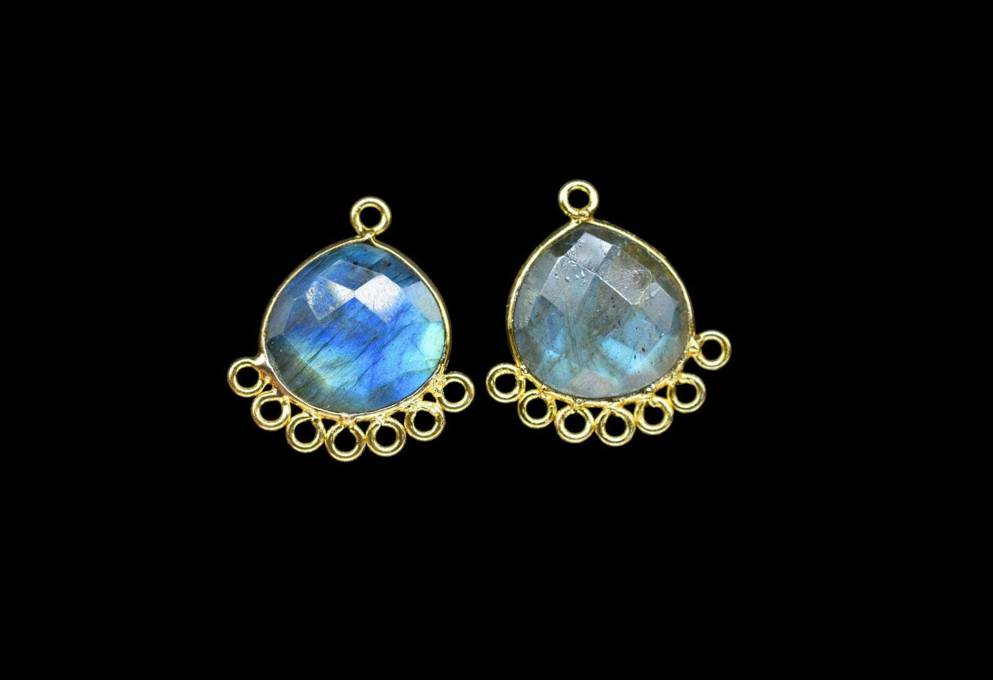 Labradorite 14mm Heart Bezel Charm/Charms Connector/Handmade Jewellery Connectors/Gemstone Brass Component/Women Jewelry/B'day Gift