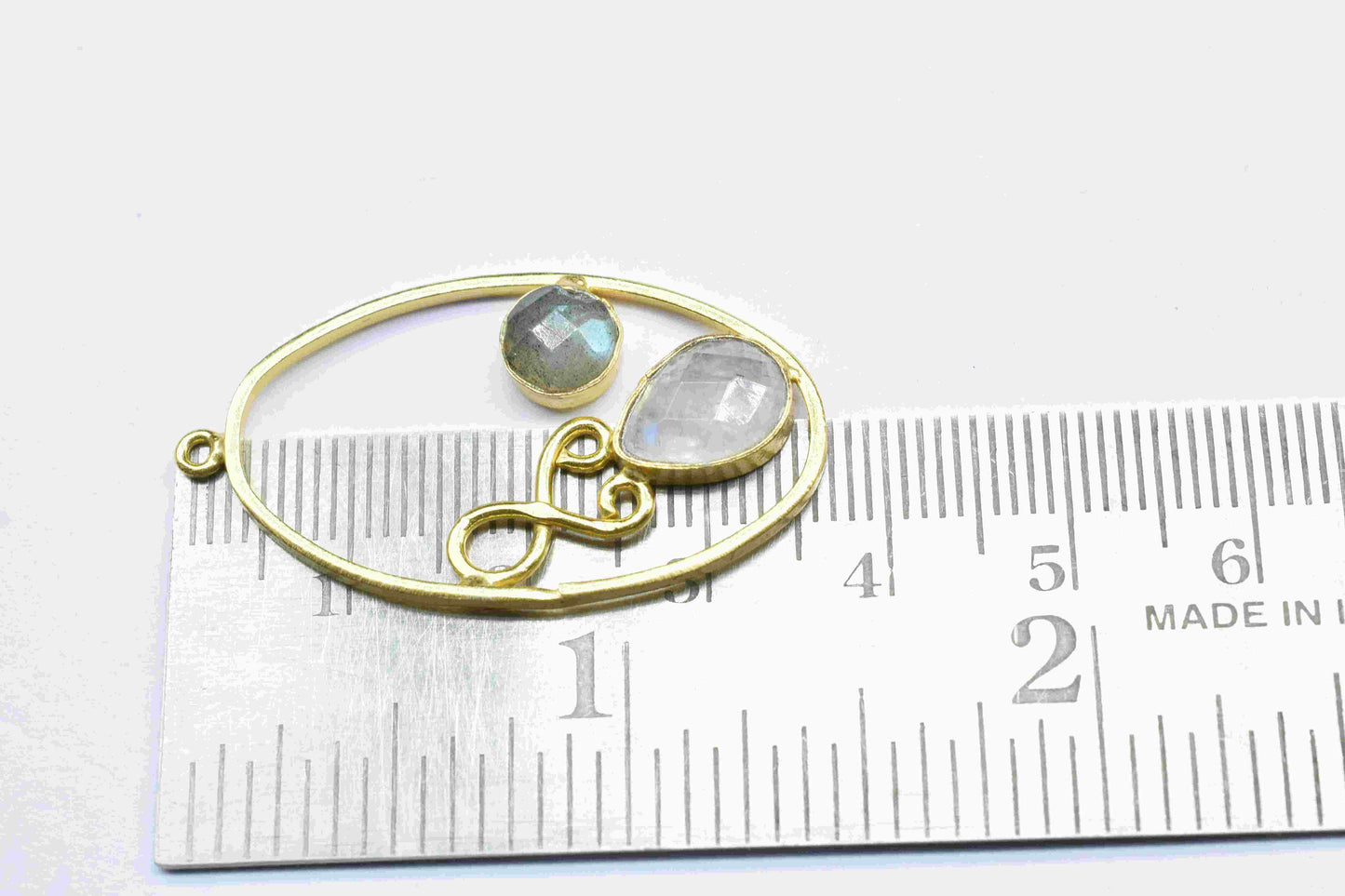 Multi Gemstone Oval Shape Single Bail Charm,Moonstone 7x10mm Teardrop Shape Pendants,Labradorite Round Shape Connectors, Labradorite Jewelry