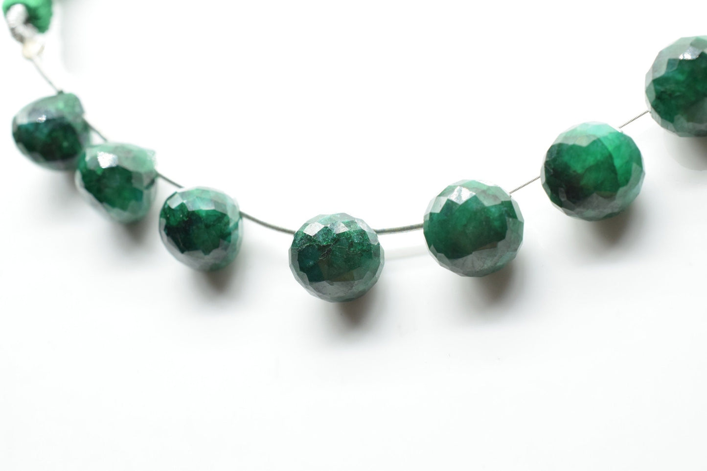 Emerald 10mm onion Shape Briolettes,Emerald Side drilled Briolette,Jewelry making supplies,craft supplies,Emerald Briolette strand,Gemstone