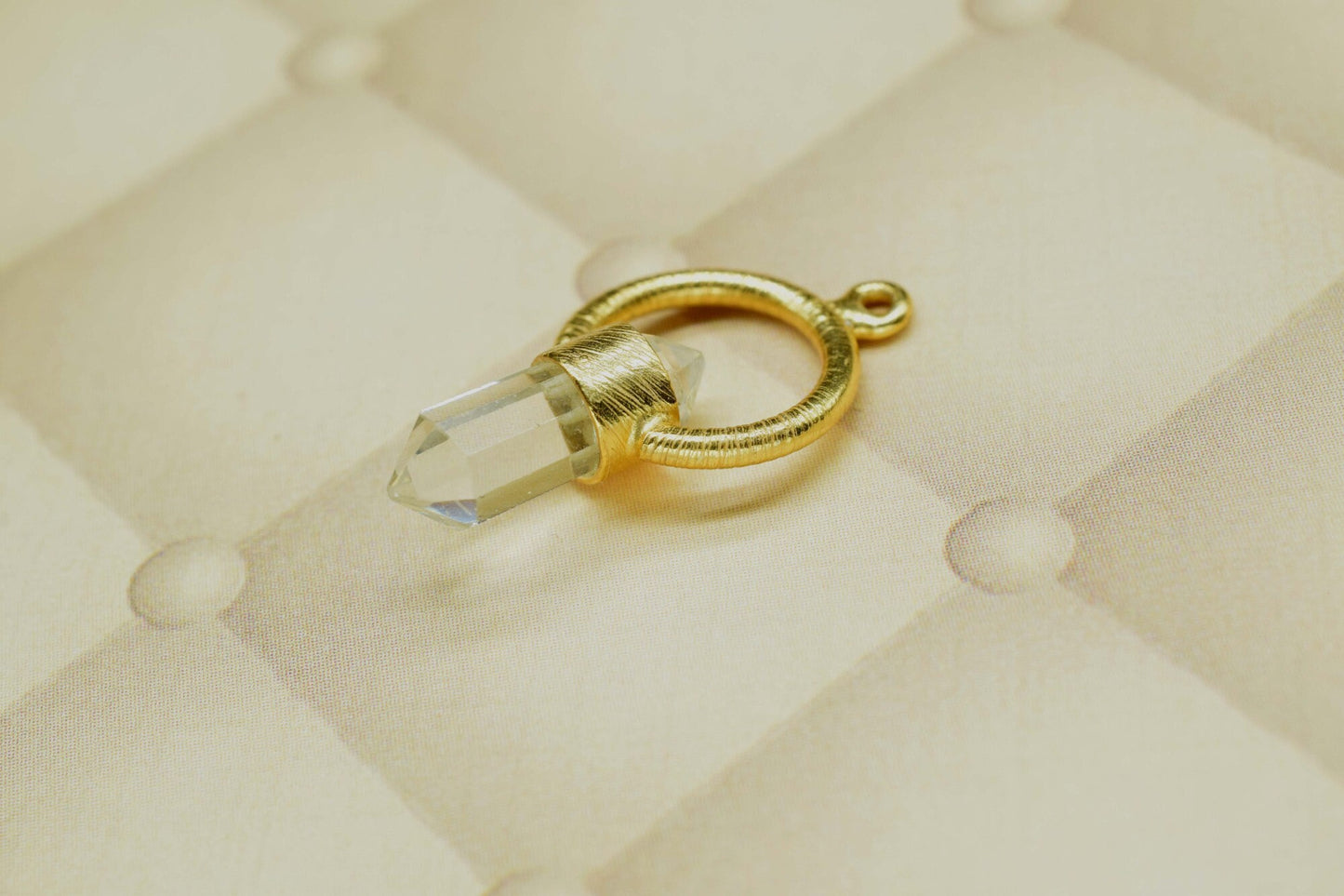 Clear Crystal Pointed Quartz Pendant, Charm Polished Gold -Plated Pointed Bullet Pendant,Quartz Pendulum -Quartz Pendant - Crystal Pendulum