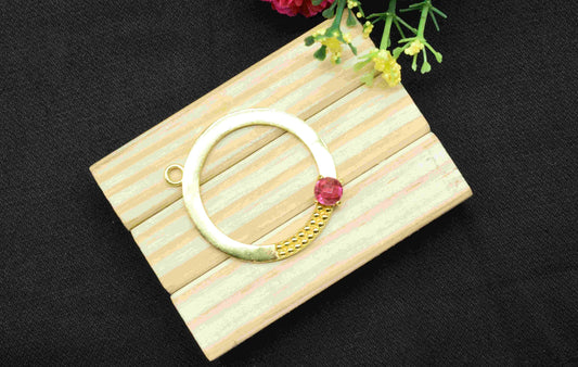 Pink Tourmaline Component , Single Bail Charm , Pink Tourmaline Connector Pendant , Gold Plated Connectors , Earring Component , B'day Gift