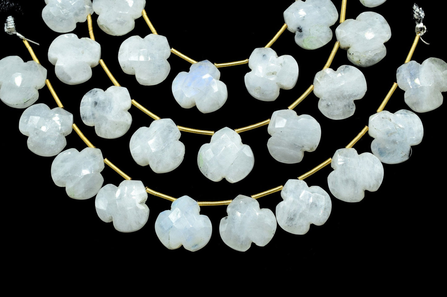 Moonstone fancy Shape Faceted Briolette|Carved Drill Fancy Briolette 4.5inch Strand | 10 Pieces,Side Drill,Gemstone Beads for jewelry making