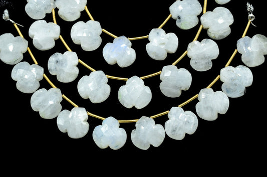 Moonstone fancy Shape Faceted Briolette|Carved Drill Fancy Briolette 4.5inch Strand | 10 Pieces,Side Drill,Gemstone Beads for jewelry making