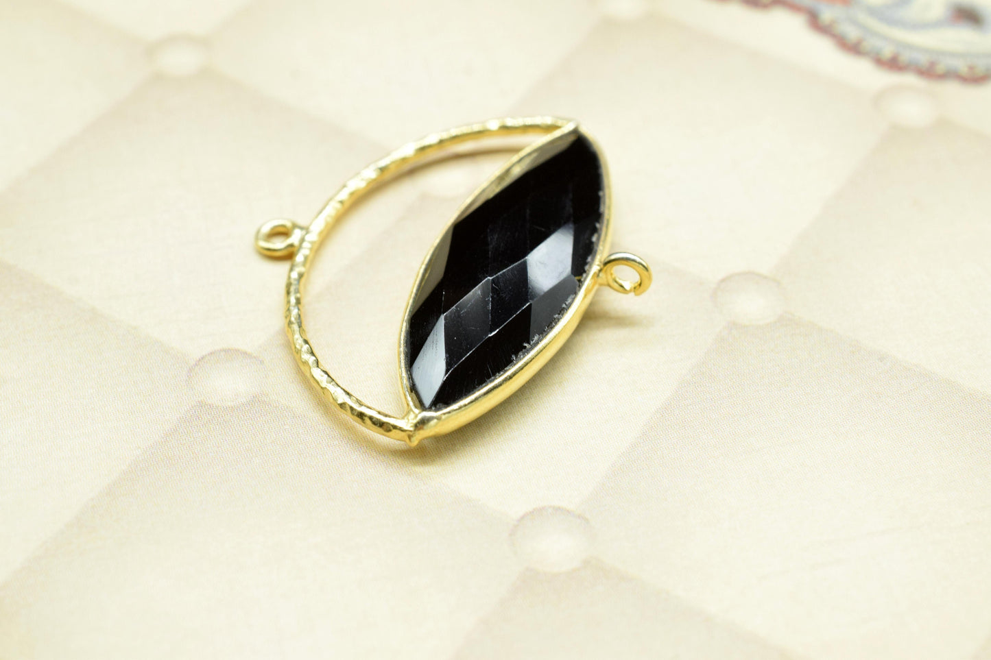 Black Onyx Gemstone Component,Gemstone Connector Pendant,Jewellery Making Essentials,Single Loop Pendant,DIY Jewelry Making Supply,B'Gifts