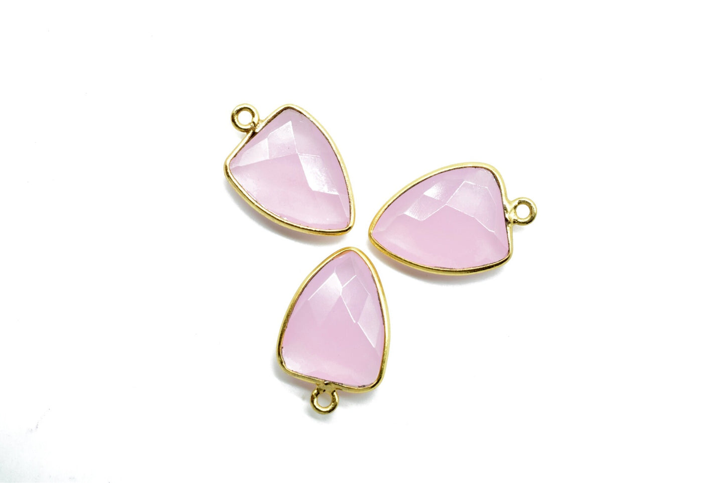 Pink Chalcedony 12x15mm Triangle shape single bail connector,Pink Chalcedony Pendant,Chalcedony Single loop connectors,Triangle Shape charms