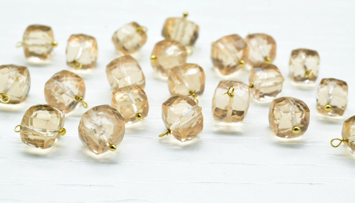 Morganite Quartz Component pendant Charm,Handmade pendant Jewelry,Square pendant Charm,Gemstone Box pendant Link,Morganite pendant Connector