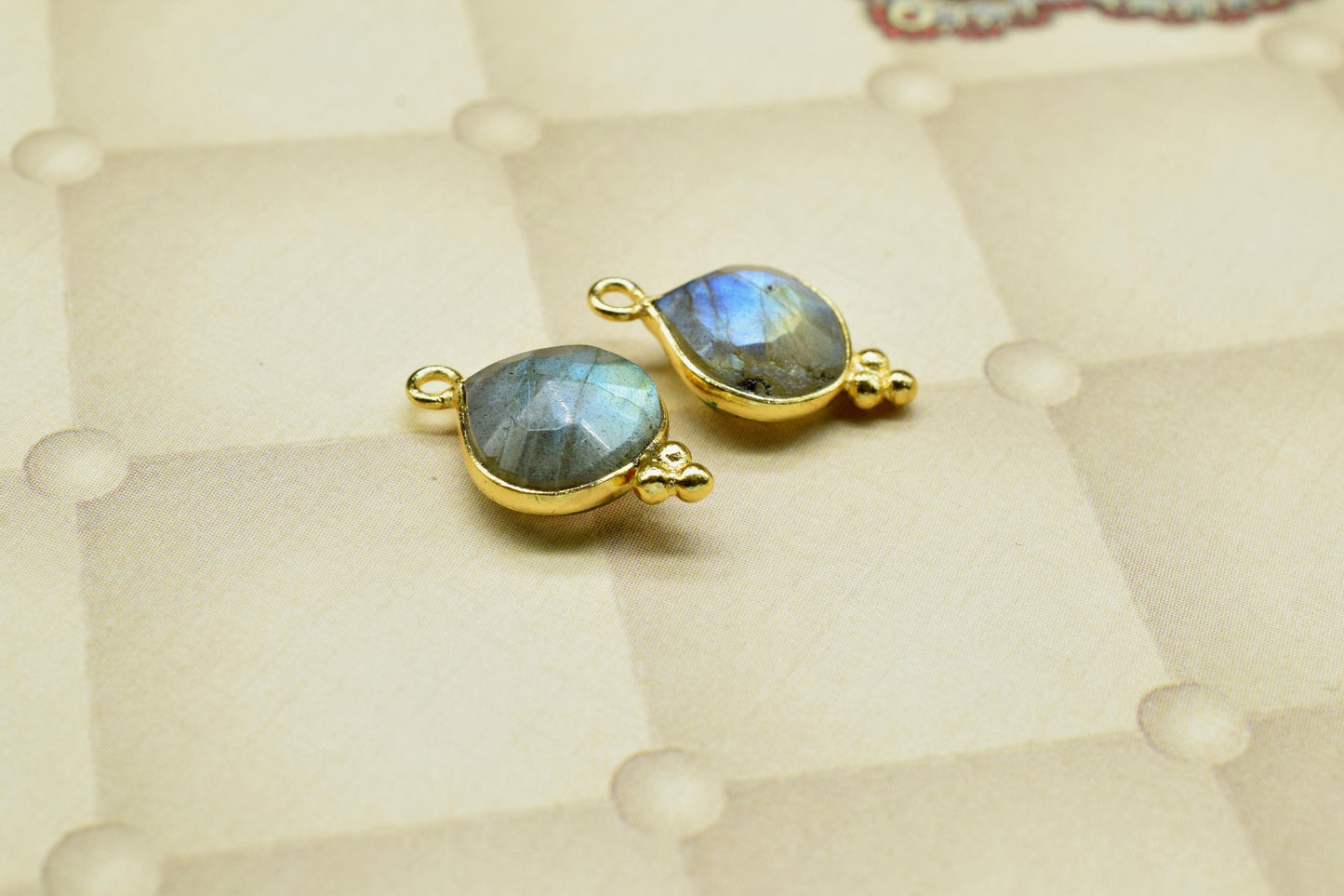 Labradorite Gemstone Heart Shape 10mm Pendant,Labradorite Checker Cut bezel Pendant Jewelry,Labradorite Faceted Bezel Link Connector,Gift