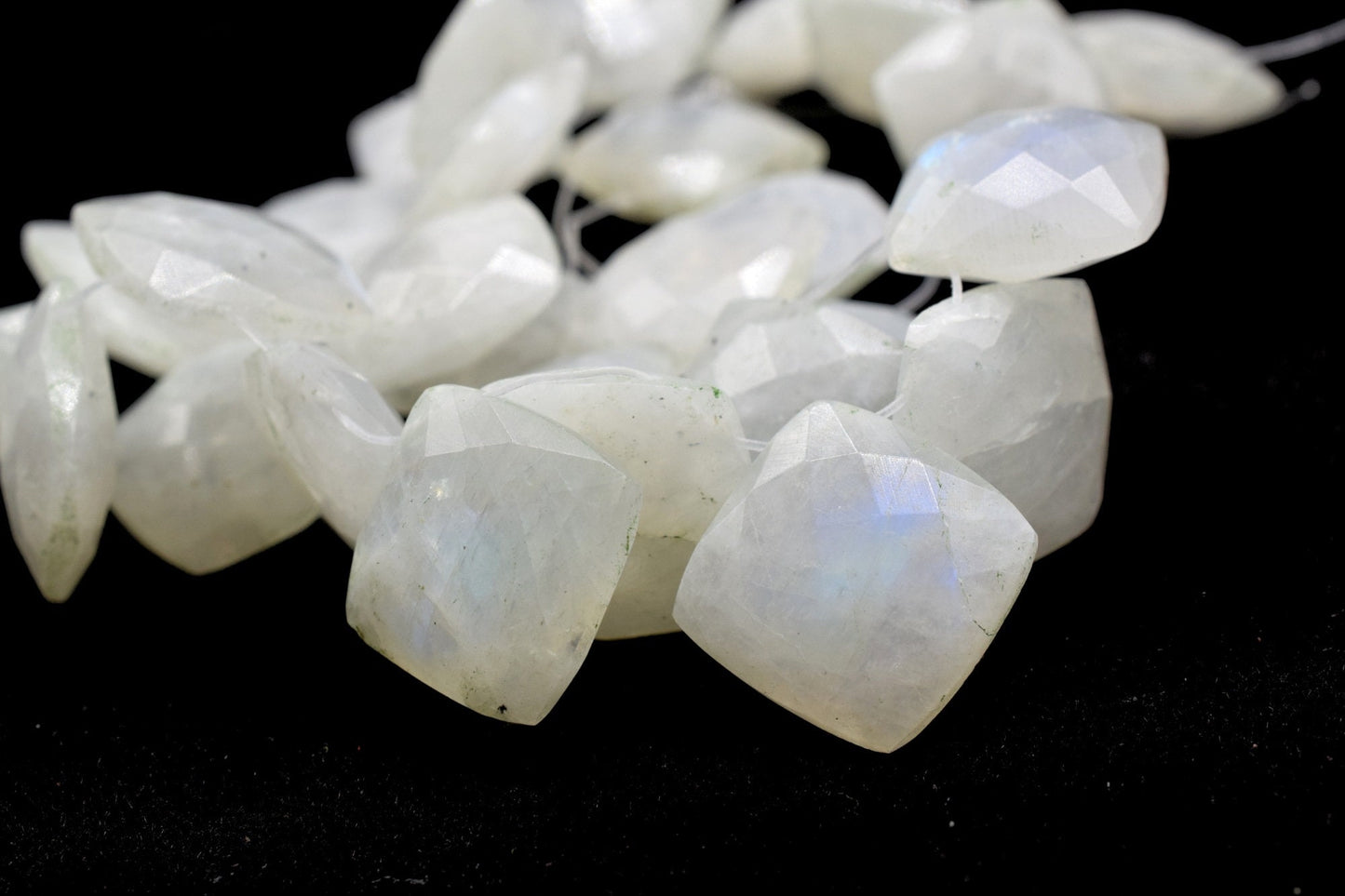 Moonstone Faceted Cushion Briolettes,Moonstone Square briolettes,Moonstone Drilled briolettes,Moonstone 14mm briolettes,MoonstoneTop quality