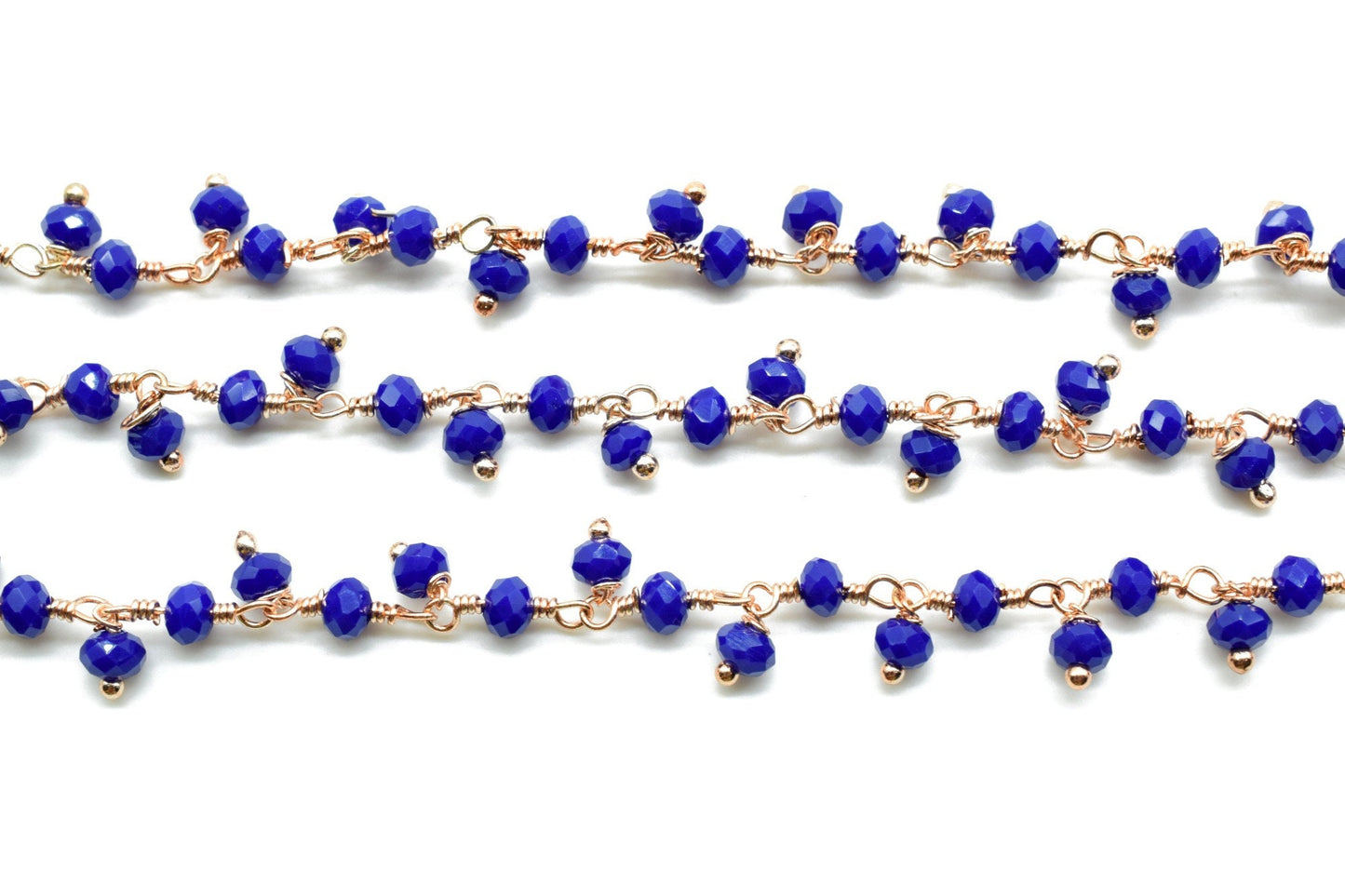 Lapis Lazuli Cluster Rosary Chain,dangling Chain,Thick Chain, Gold Wire Wrapped Chalcedony Quartz Beaded chain,Flower Chain,Chain by foot