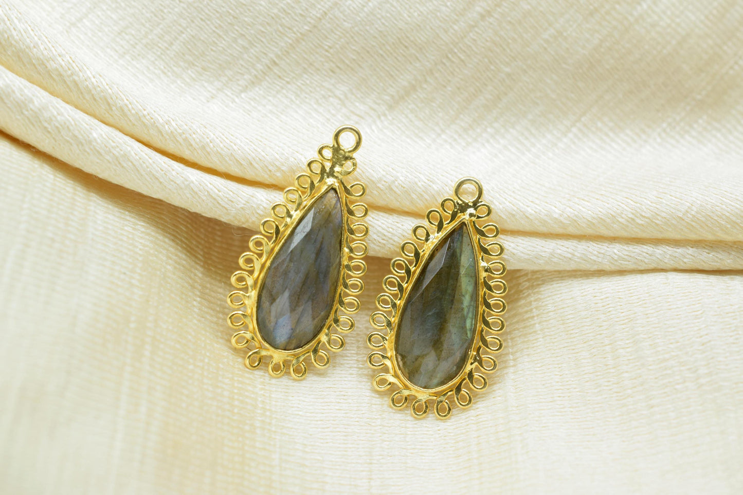 Labradorite 8x20 Teardrop Bezel Charms,Wholesale Jewelry,Single Bail Pendant,Gemstone Brass Component,Handmade Jewellery Connectors,Gift