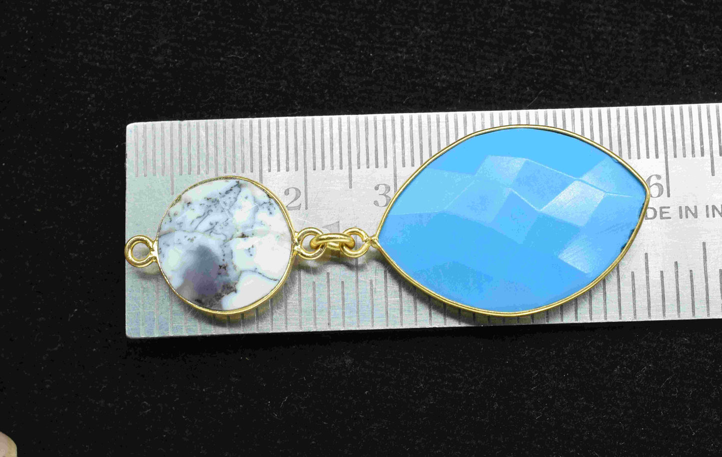 Turquoise Dangle pendant Connector,Handmade jewelry,Dendrite Opal pendant Charms,Component pendant,Station Link,Multi Gemstone Bezel Jewelry
