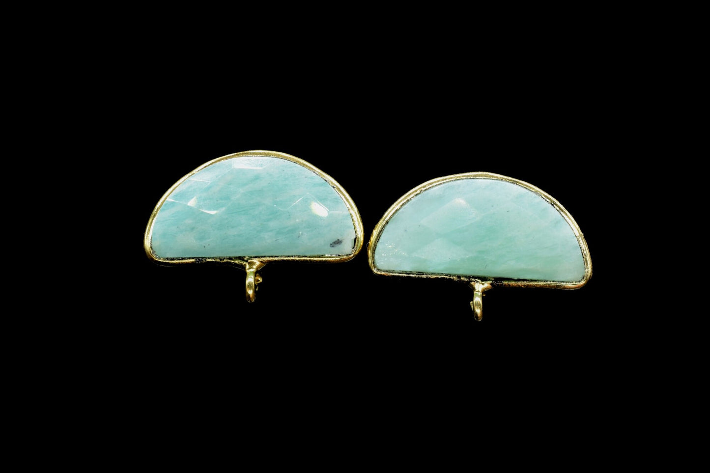Amazonite 8x18mm Earring Connector,Gemstone Stud Ear Post,Earring Making Connector,Bezel frame Earring Connector,Amazonite Jewelry,Mint Stud